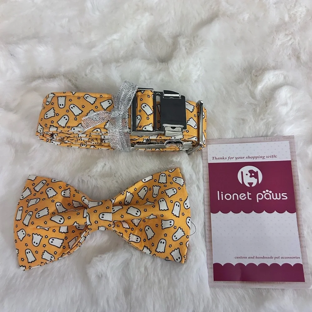 50%offw❤️ New Halloween Fall Adjustable Dog Collars With Detachable Bow L 119